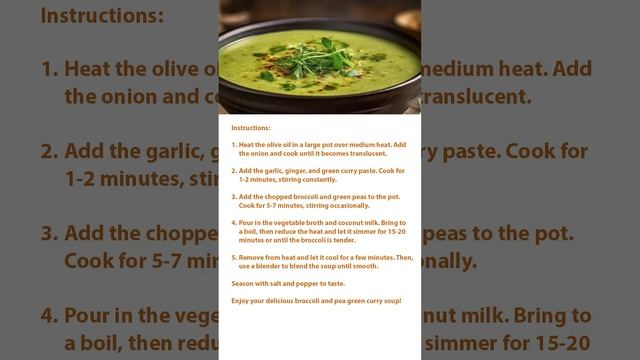 Broccoli & Pea Green Curry Soup