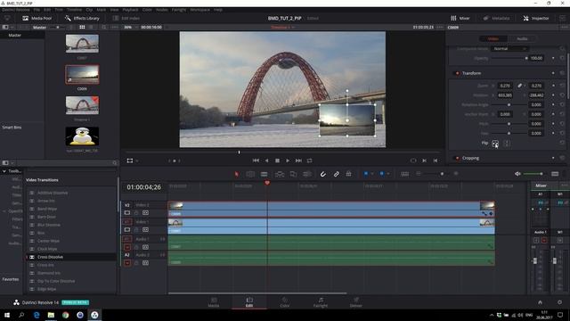 Знакомство с DaVinci Resolve 14 - простые наложения, картинка в картинке, добавление логотипа. смотреть онлайн