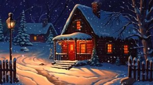 vintage winter oldies playing in another room (snowstorm & fireplace ambience)