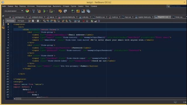 Урок 3. Делаем web приложение на Laravel, vue, vue-router. Регистрация