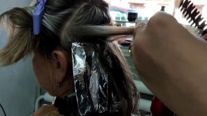окрашивание седины, мелирование седых волос краской, grey hair