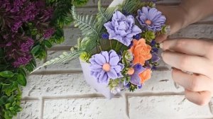 Сборка необычного букета из мыльных цветов в кашпо-конверте. Мыловарение. Цветы из мыла.