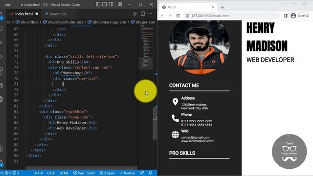 How to create a resume using HTML and CSS | Tutorial in Tamil | Tamil Programmer