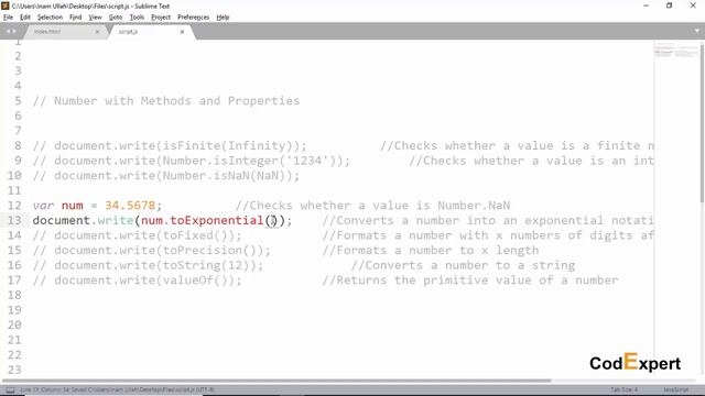 14 Number with Methods and Properties in JavaScript in Urdu/Hindi