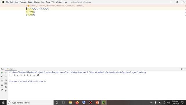 Python List Sort Function - With Program Exercise - In Hindi