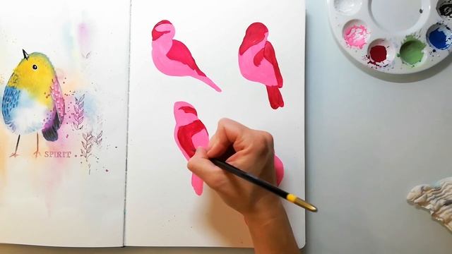 Easy Bird Illustration with Gouache Paints (Arteza) смотреть онлайн