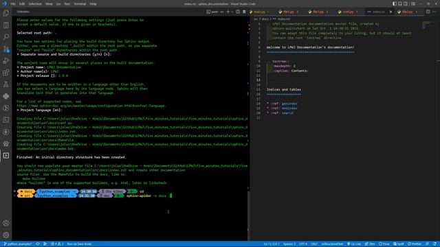Sphinx - How to generate documentation from python doc strings - Five + Minutes on Tips and Tricks