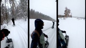 Мотосноуборд валит по глубокому снегу Казани