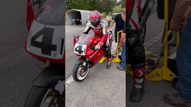 Carl Fogarty's 1993 Ducati 888 926 Corsa Vintage WSBK Start Up AHRMA Barber Vintage Festival 2023