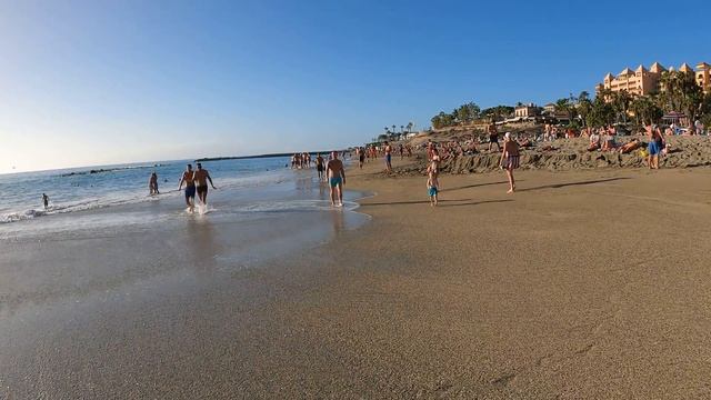 Playa del Duque - Beach Walk. Tour 12 December 2021. Big waves in Tenerife 4K