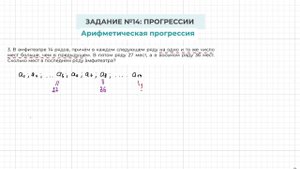 Задание 14 ОГЭ по математике. Арифметическая прогрессия. Сколько всего мест в последнем ряду.