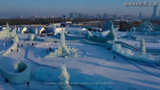 China's Ice City Harbin  Aerial Drone |  China 4K  哈尔滨国际冰雪节