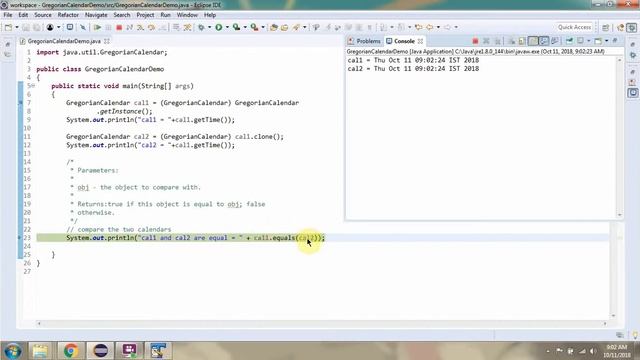 How to use equals(Object obj) method of Java.util.GregorianCalendar class? смотреть онлайн