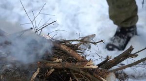 ЭКСТРЕМАЛЬНЫЙ ЗИМНИЙ КОСТЕР! Долгий костер для обогрева!