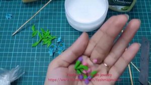 DIY Blue flowers Earrings from cold porcelain/italian/air dry clay