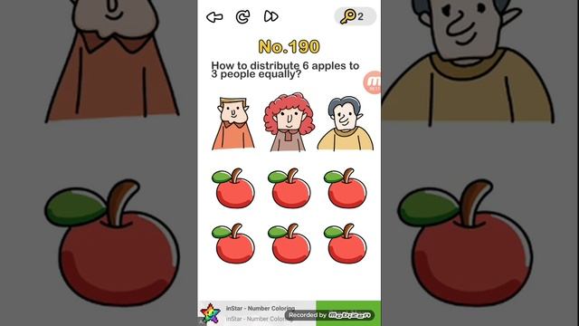 Brain out level 190 how to  distribute  3 apples  to  6  people  equally  walkthrough