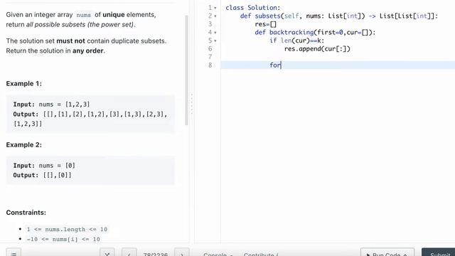 LEETCODE 78 SUBSETS PYTHON | Backtracking смотреть онлайн