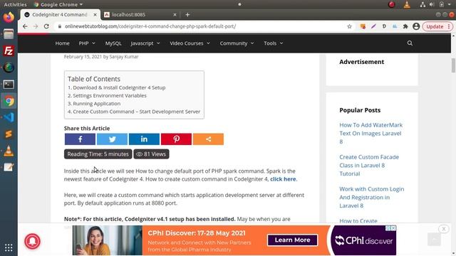 Advance CodeIgniter 4 Framework Tutorials #8 How To Change Default PORT of Development Server