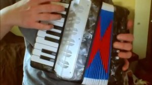 Small Toy Piano Accordion Silver 8 Bass 17 Treble