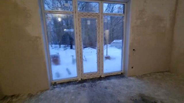 Механизированная (машинная) Штукатурка одноэтажного дома в г. Тула п. Зимаровка Зимой.
