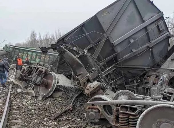 В Рязанской области грузовой поезд сошел с рельсов
