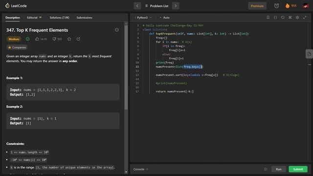 Daily Leetcode Challenge | Day  22 | Top K Frequent Elements