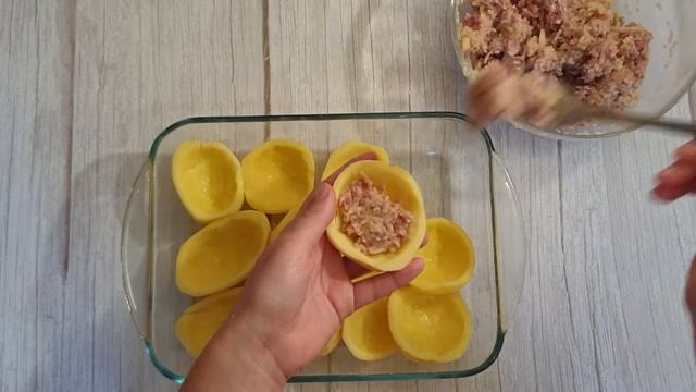 Фаршированный картофель запеченный в духовке/невероятная вкуснятина