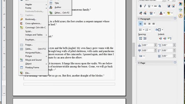 Adding Page Numbers In Open Office