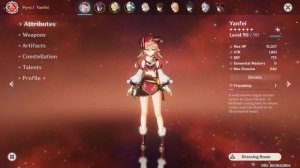 Янь Фей 90 LvL Навыки, скилы, Билд артефакты на Янь Фей в Genshin Impact.