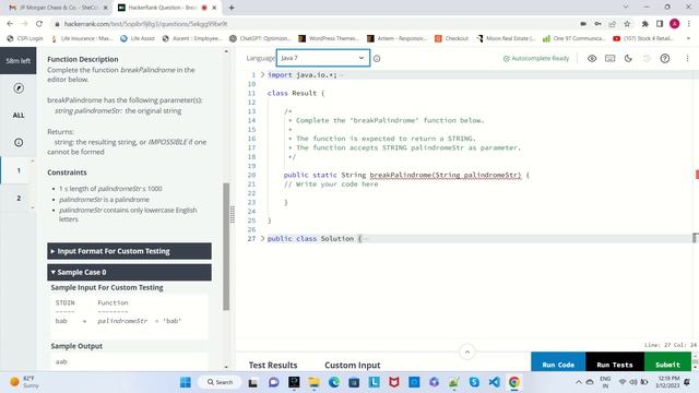 JP Morgan Java Coding Test | Java Interview Questions 2023 | JP Morgan | Technical