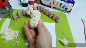 Лепим овечку из соленого теста.