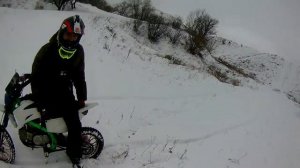 КИТАЙ ТРИАЛ В ДЕЛЕ --- зимнее эндуро ---  РАЗБИЛИ ПИТБАЙК ( эндуро Новочек )