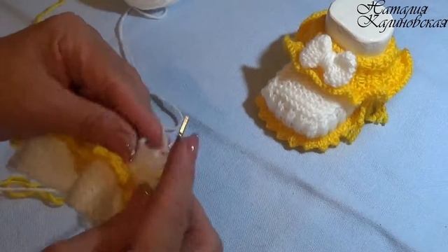 Самые нежные в мире !!!!Желтые пинеточки с бантиком