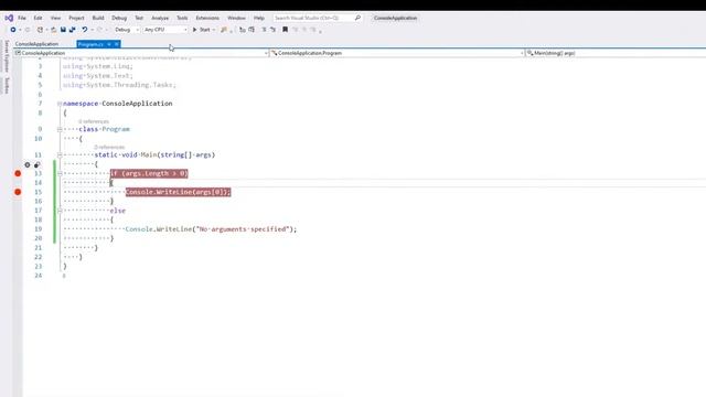 ASP Net Console - Passing and Accessing Runtime Arguments in Debug Mode
