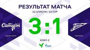 ЮФЛ-2. Мастер-Сатурн - СШОР Зенит. 22-й тур. Обзор