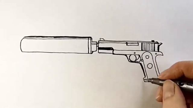 Как нарисовать пистолет /Уроки рисования смотреть онлайн