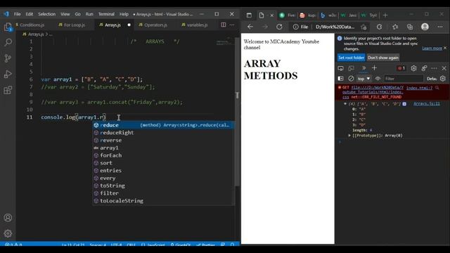 08.  javascript arrays  sort, reverse and concat methods   |   in Hindi