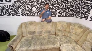 Удаление общих загрязнений  Диван из флока