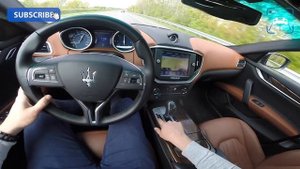 POV MASERATI GHIBLI DIESEL ACCELERATION & TOP SPEED AUTOBAHN TEST DRIVE SOUND 275 HP 3.0 V6 TURBO