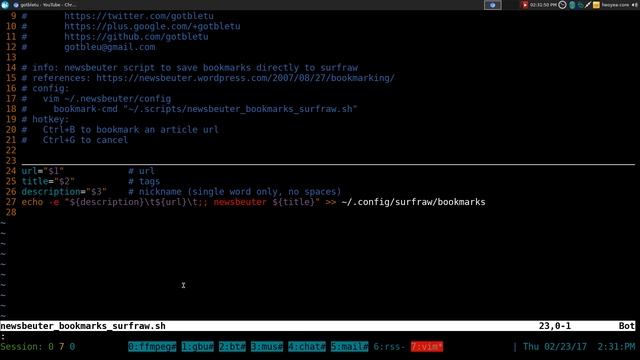 Newsbeuter save Bookmarks to Surfraw - Linux TUI CLI смотреть онлайн