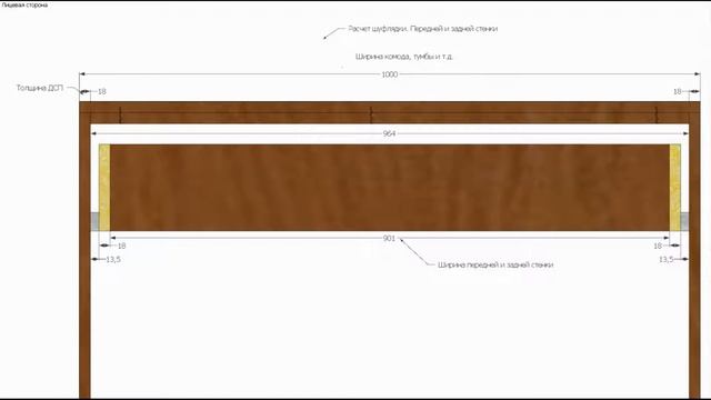 Расчет шуфляды для комода, тумбочки, шкафа и тд. смотреть онлайн