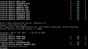 NetWare SCRSAVER.NLM (snake/worm screensaver) demonstration