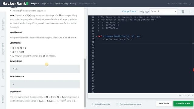 225 - Fibonacci Modified | Dynamic Programming | Hackerrank Solution | Python