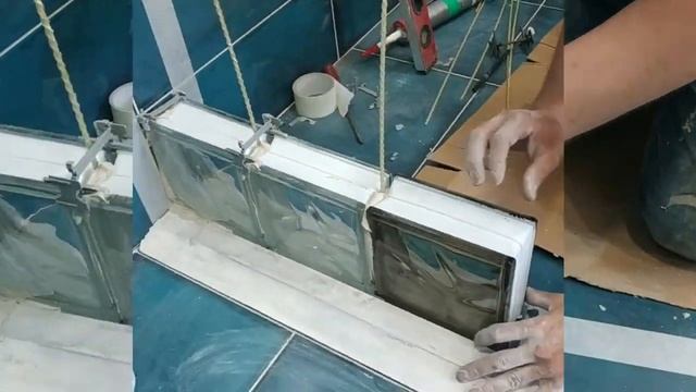 Укладка стеклоблоков в Ванной комнате. Интересный дизайн санузла. Просто, быстро, надежно ! смотреть онлайн