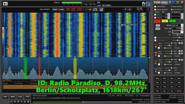 25.05.2021 17:30UTC, [Es], Radio Paradiso, Германия, 98.2МГц, 1618км