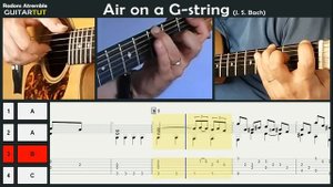 Air On The G String (J. S. Bach) - Guitar Tutorial Slow Played Tabs & Score