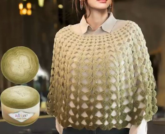 Вязание крючком: Очень красивая нарядная накидка / болеро из пряжи Angora Gold Ombre Batik смотреть онлайн