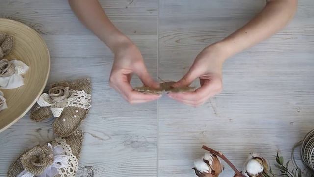 Декоративное сердце из мешковины