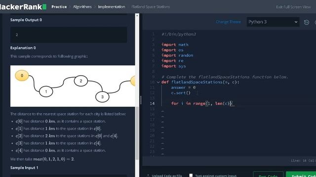 64 - Flatland Space Stations | Implementation | Hackerrank Solution | Python