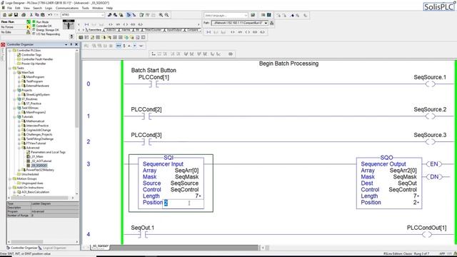PLC Sequencer Programming - Tutorial on SQI SQO Instructions in RSLogix 5000 Ladder Logic  [Part 1]